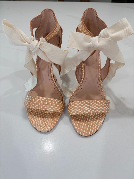 A D and daughters Shoes - A D And Daughters beige snakeskin thick heels with bow tie